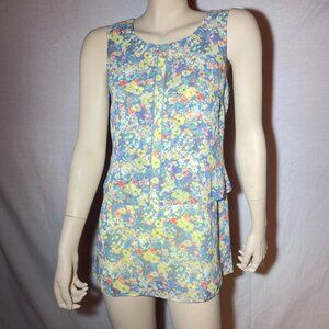 Cabi Floral Print Yellow Tank Blouse Size XS